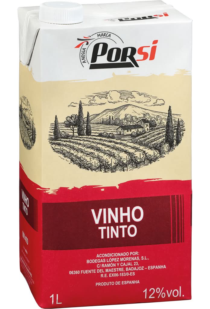 Porsi - Vinho tinto, embalagem de 1Litro
