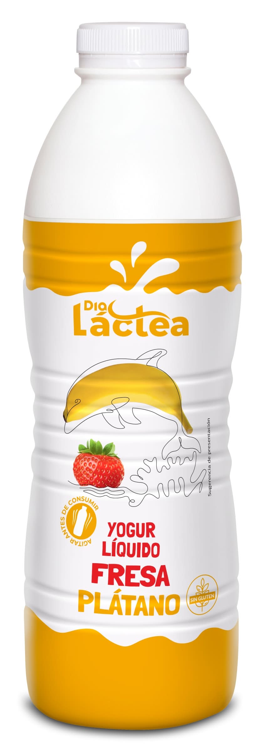 Yogur Líquido Sabor Fresa Y Plátano Dia Láctea Botella 1 Kg