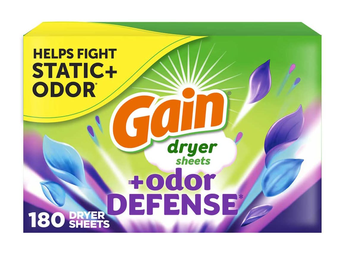 Gain Odor Defense Dryer Sheets, Super Fresh Blast Fabric Softener Sheets, 6.3x8.7 in (180 ct)