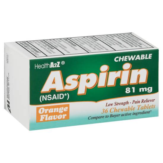 Healtha2z Pain Reliever Orange Flavor Chewable Aspirin 81 mg (36 ct)