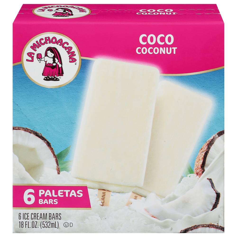 La Michoacana Ice Cream Bars, Coco Coconut (18 fl oz, 6 ct)