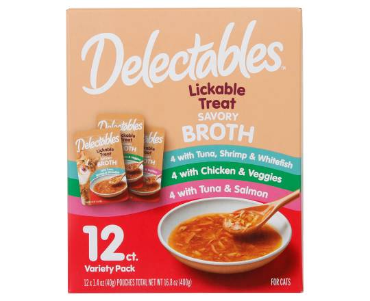 Delectables Savory Broths Lickable Wet Cat Treat Variety pack (1.4 oz, 12 ct)