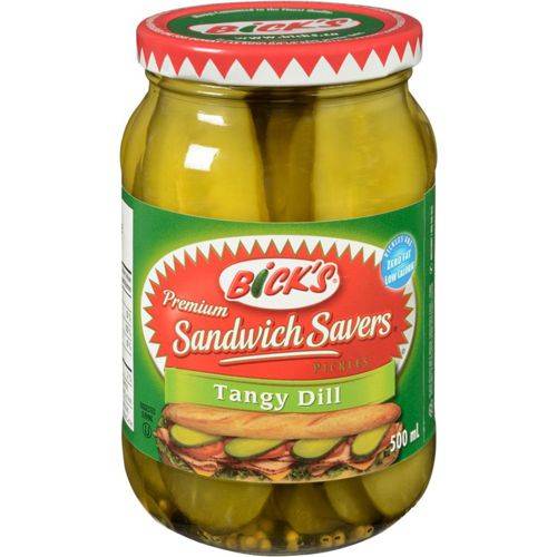 Bick's cornichons à l'aneth acidulés sandwich savers (500 ml) - sandwich savers tangy dill pickles (500 ml)