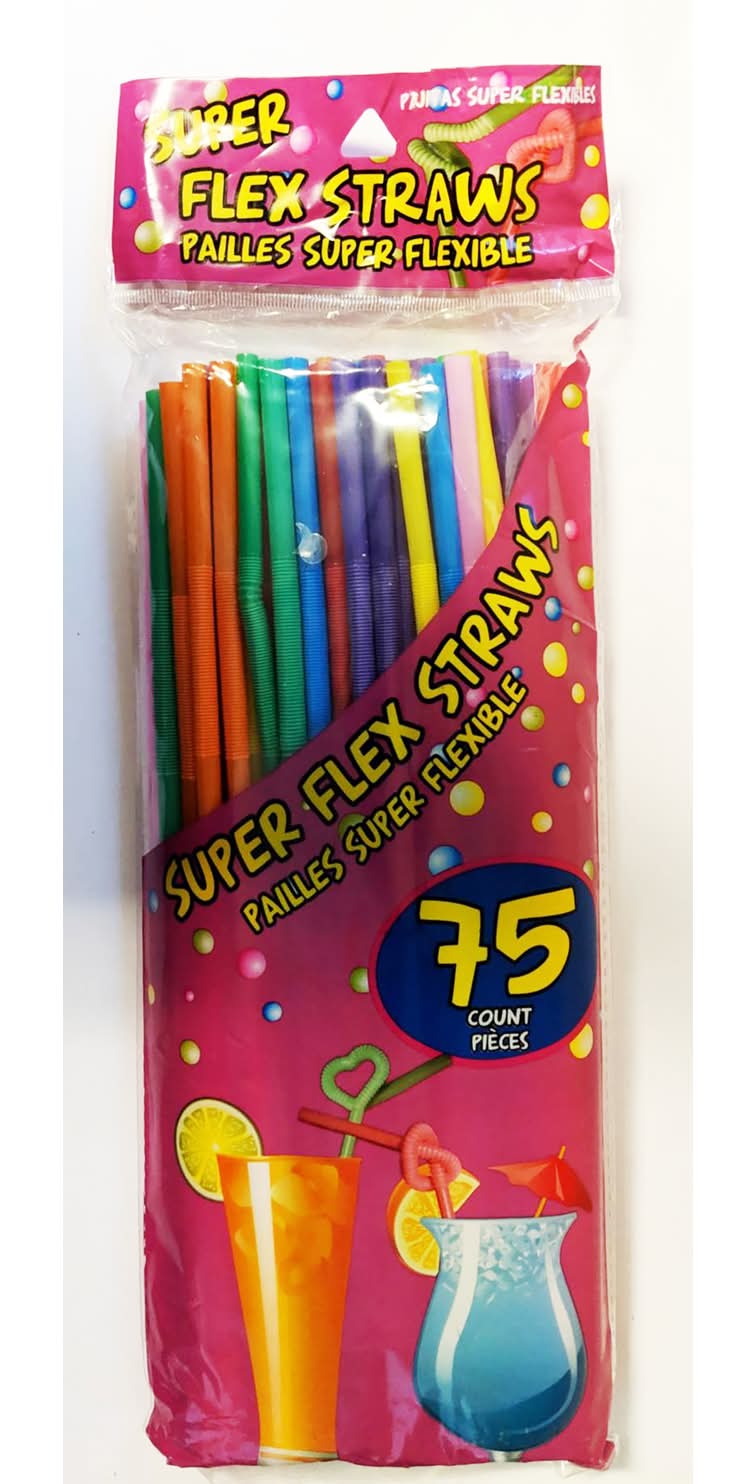Jacent Assorted Plastic Flexible Drinking Straws