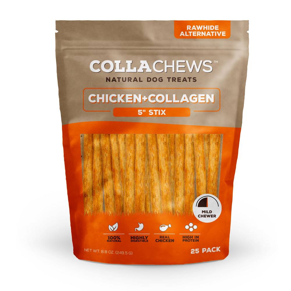 CollaChews Rawhide Free 5" Stix Dog Treat ( /chicken & collagen )