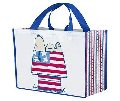 White & Blue USA Snoopy X-Large Reusable Tote Bag