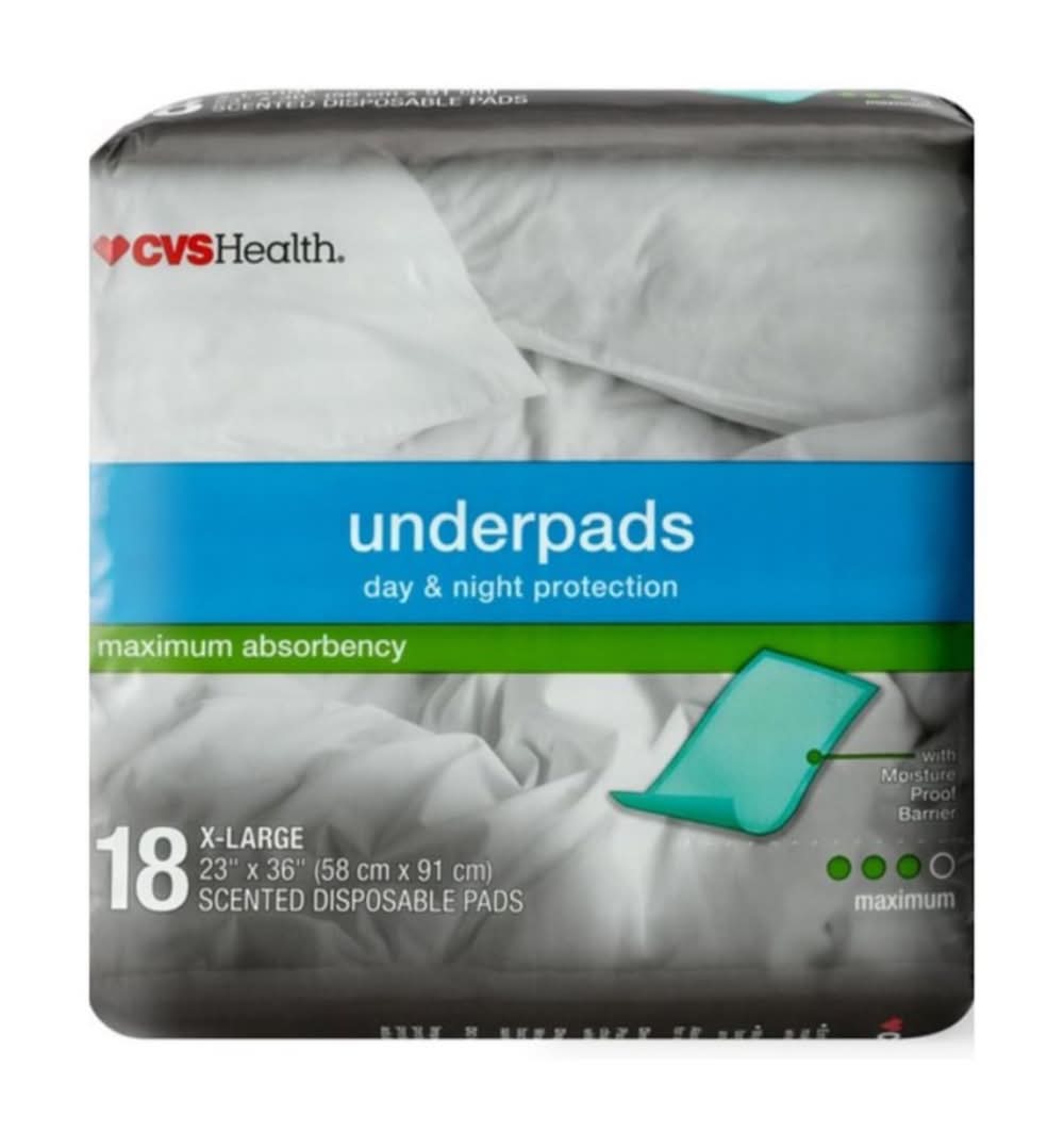 CVS Health Maximum Absorbency Day and Night Protection Underpads, 23x36 in (18 ct)