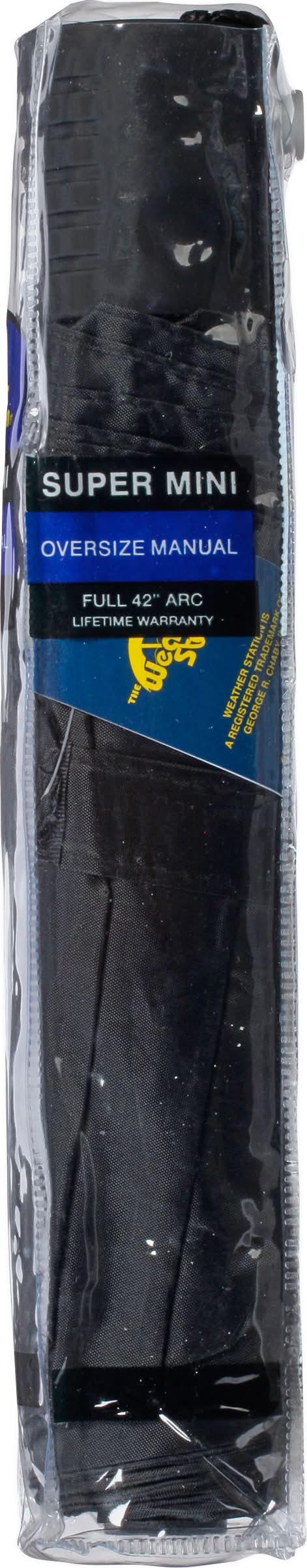 The Weather Station Super Mini Oversize Manual Umbrella, 42 in, Black