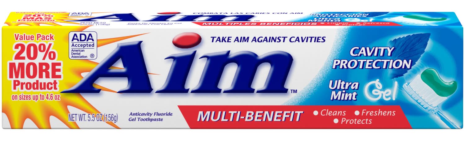 Aim Anticavity Fluoride Ultra Gel Toothpaste, Mint (5.5 oz)