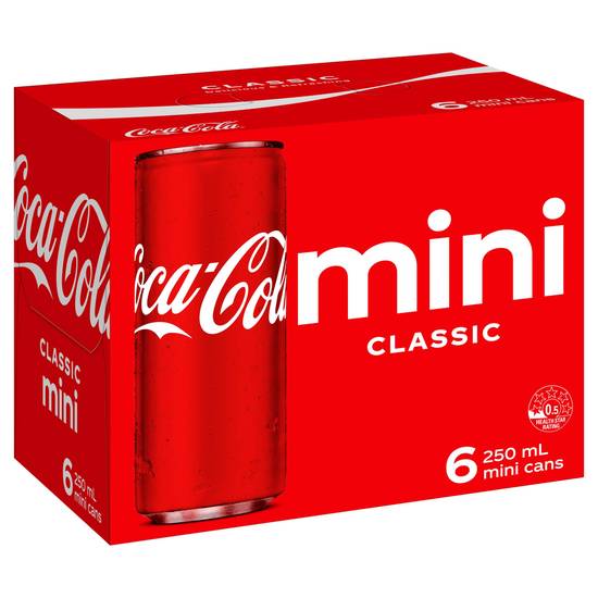 Coca-Cola Classic Mini Cans 250ml x 6 Pack