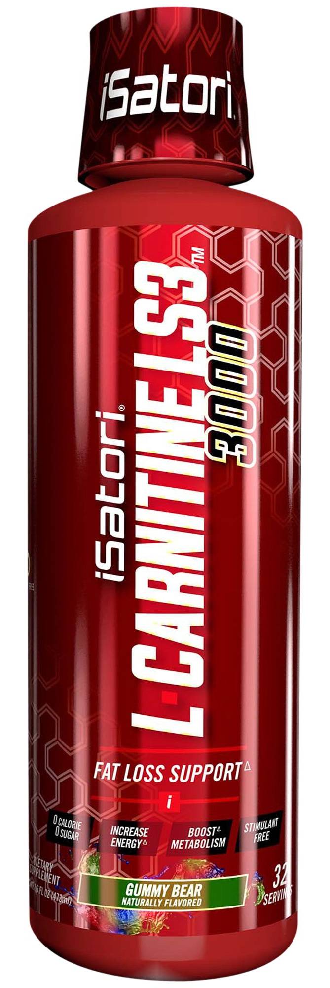 Isatori Sports Nutrition L-Carnitine Ls3 3000 Fat Loss Support, Gummy Bear (16 fl oz)