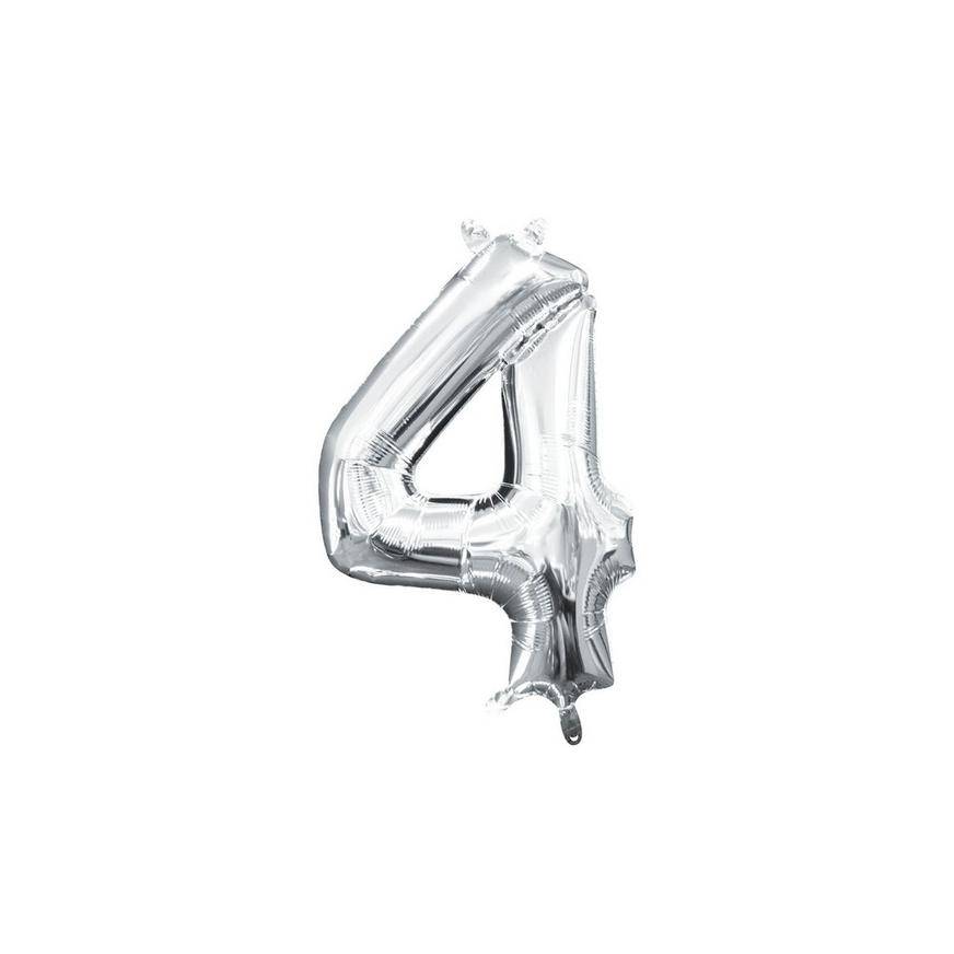 Uninflated 13in Air-Filled Silver Number Balloon (4)