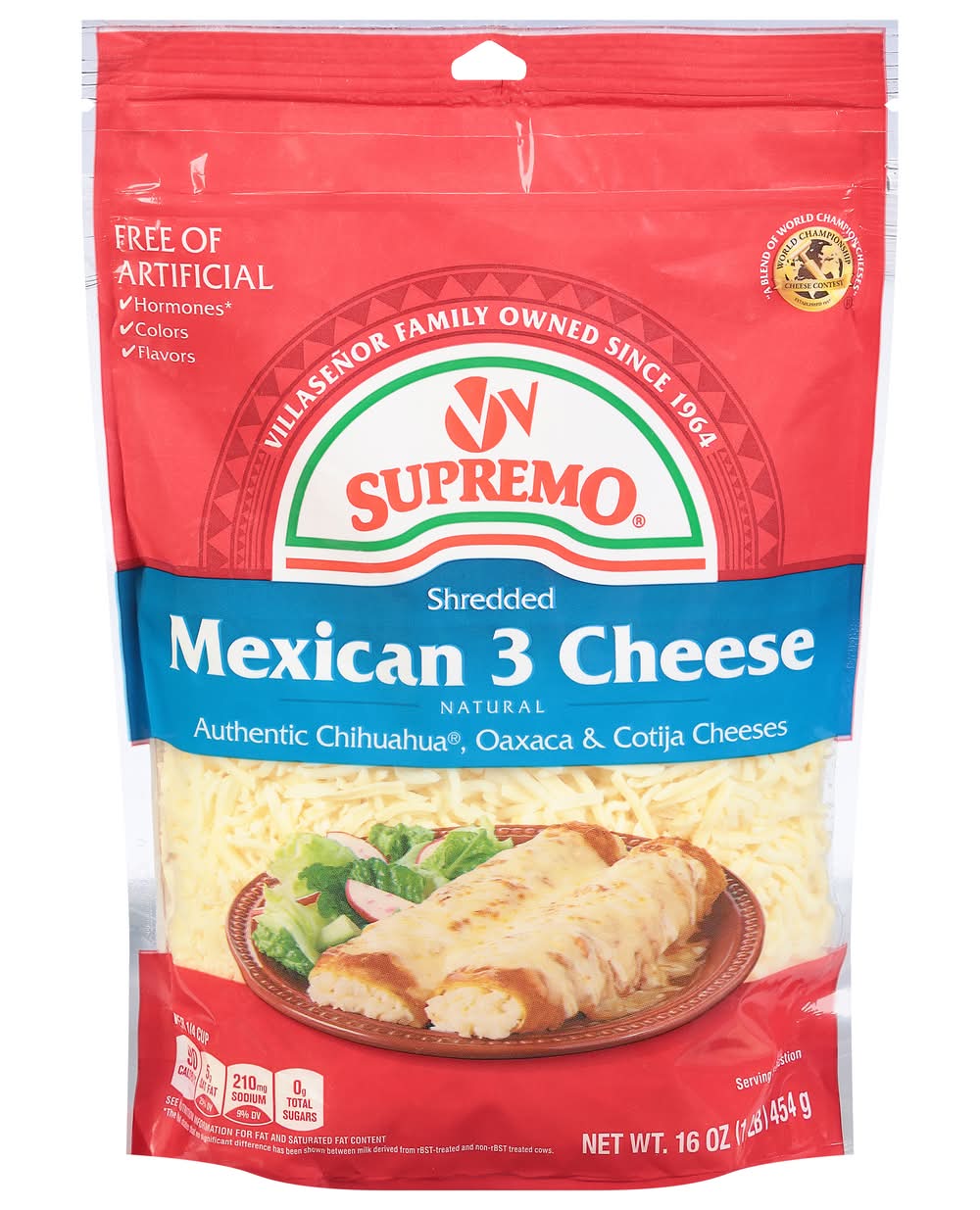 Supremo Shredded Mexican 3 Cheese Blend (16 oz)
