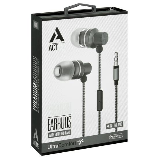 Sentry Ultra Comfort Active Premium Earbuds With Zippered Case
