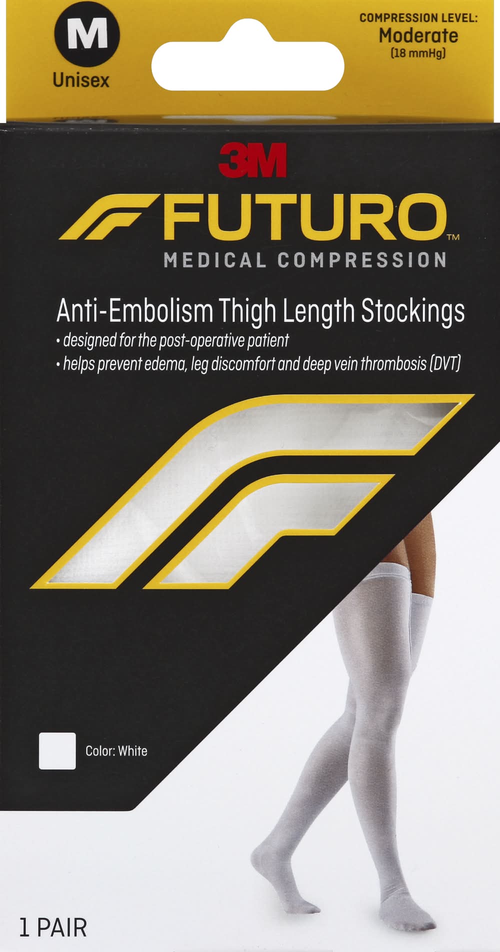 Futuro Medical Compression Anit Embolism Thigh High Stockings, M, White