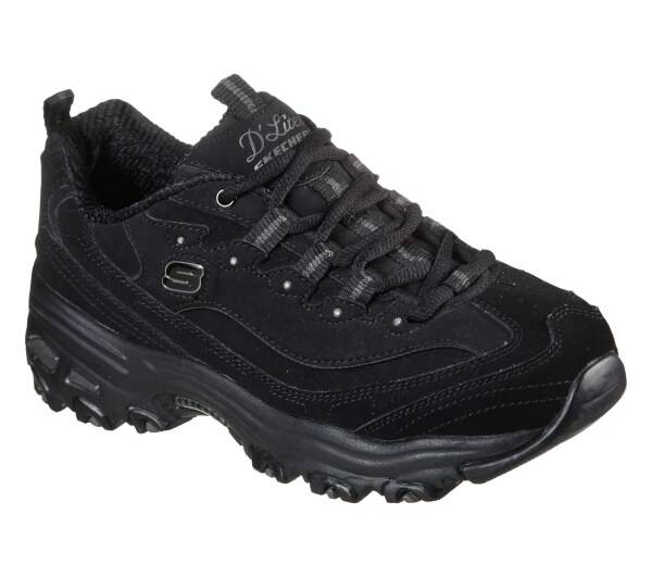 Skechers Women's D Lites Play On Shoes, Black, Size 10 Wide