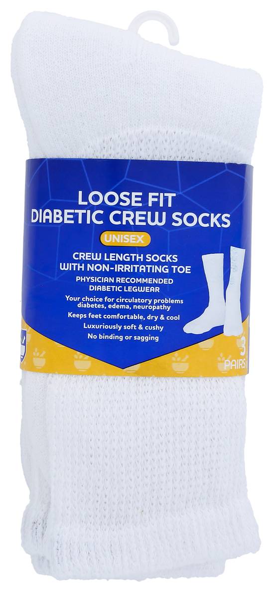 Rite Aid Uni-Sex Loose Fit Diabetic Socks - White, Medium, 3 Pack