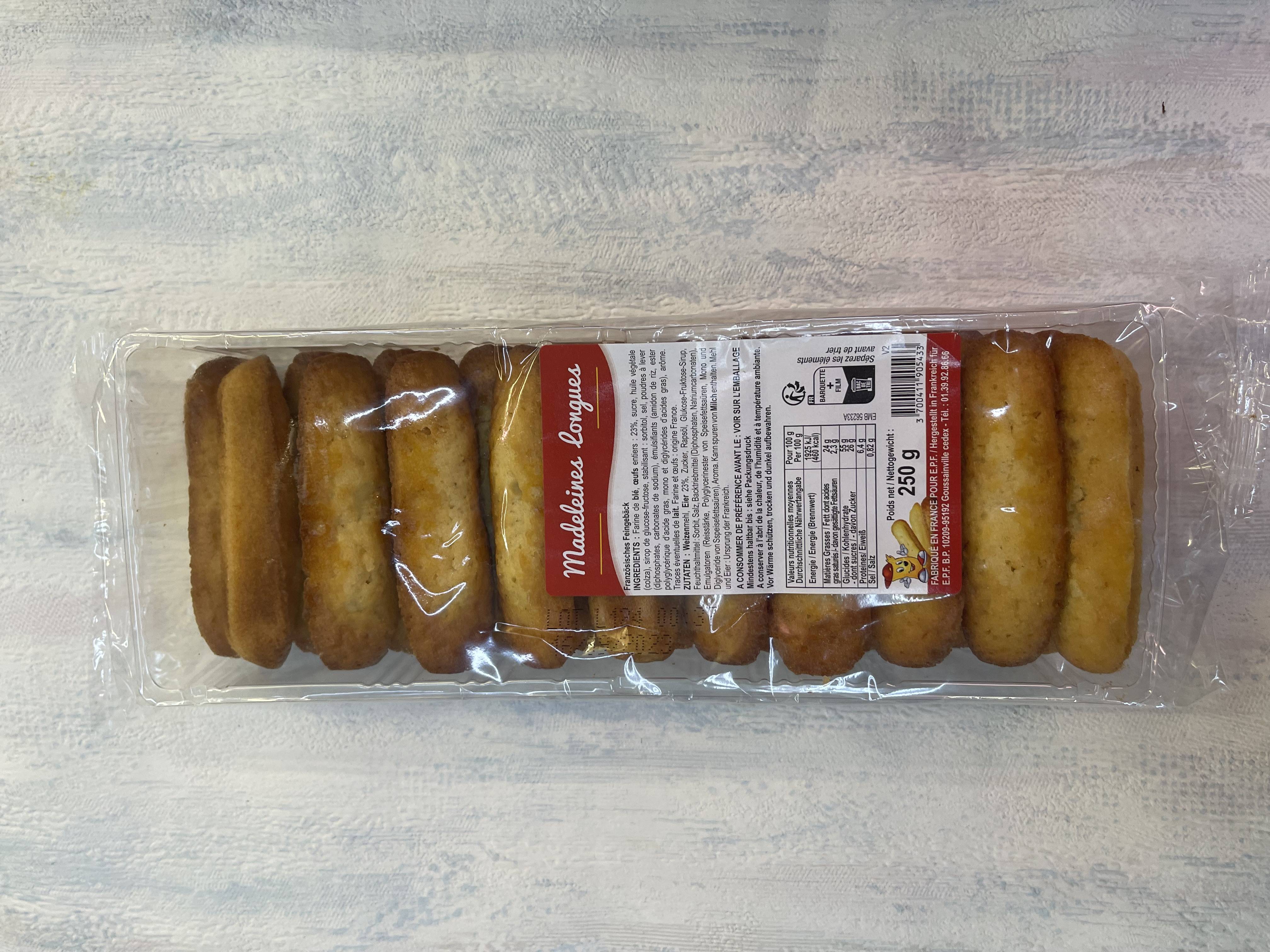 MADELEINES LONGUES NATURE 250G