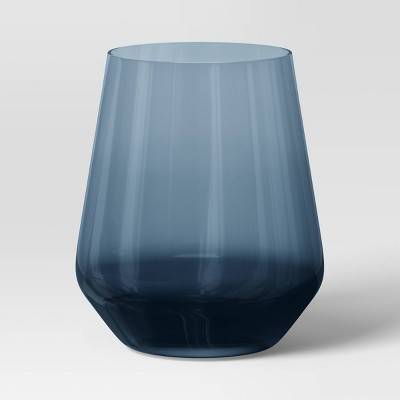 14.8oz Stemless Wine Glass Blue - Threshold™: Dishwasher-Safe, Recycled Content, Cold Beverages