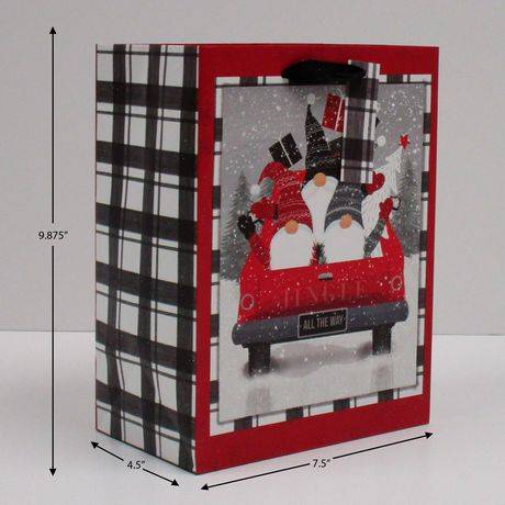 Holiday Time Medium Car Gnomes Gift Bag