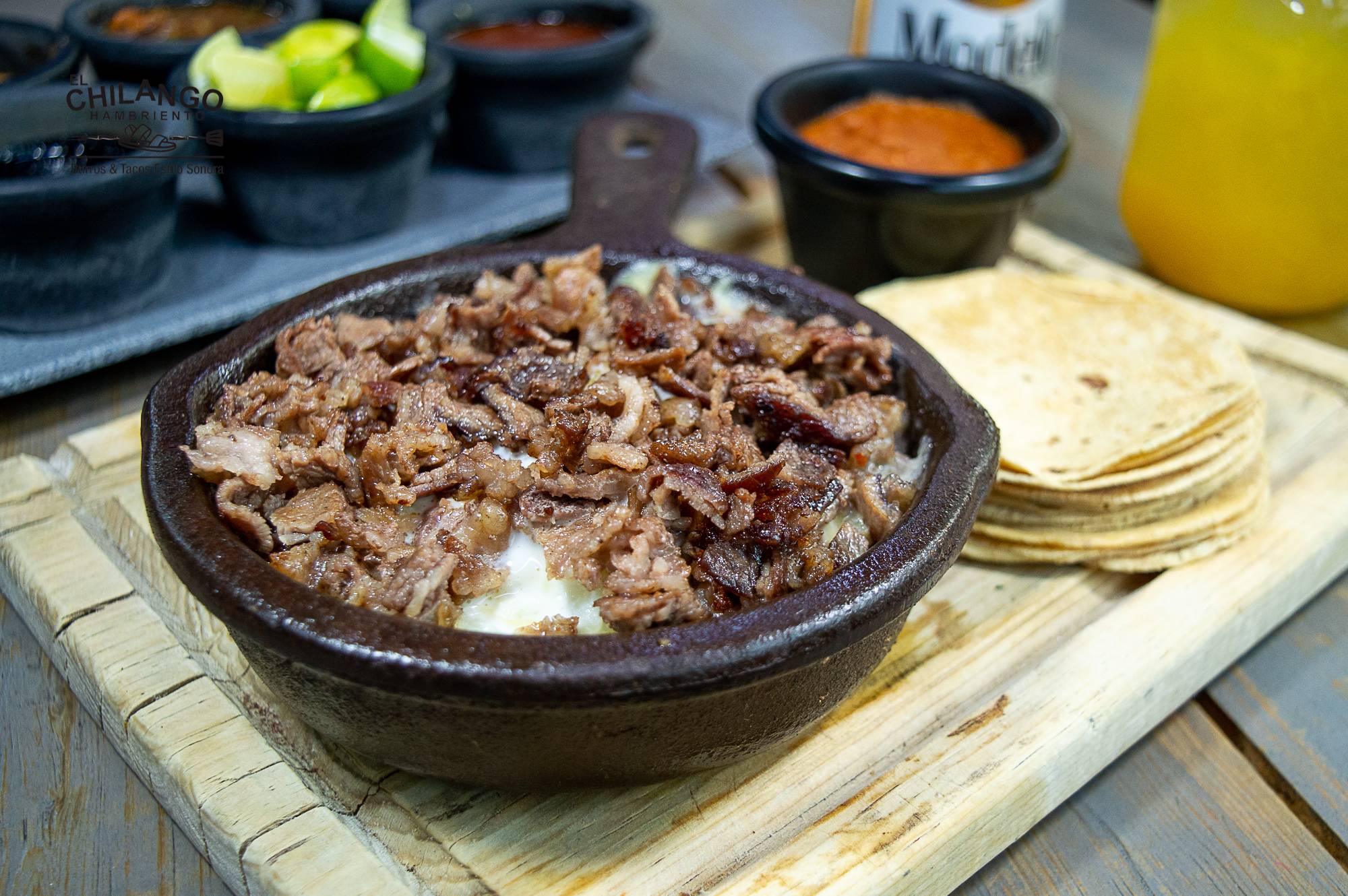 Papas chilangas cecina