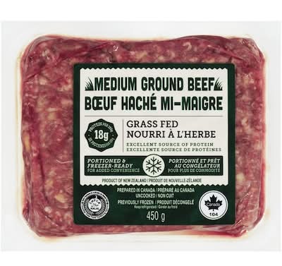 Boeuf Haché Moyen Nourri À L'Herbe / Grass-Fed Medium Ground Beef 450.0 G