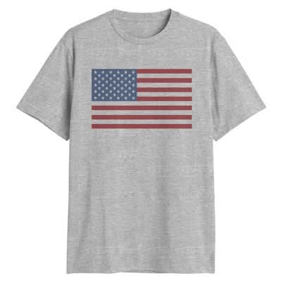 Men's Americana Vertical Flag Short Sleeve T-Shirt - Heathered Gray S