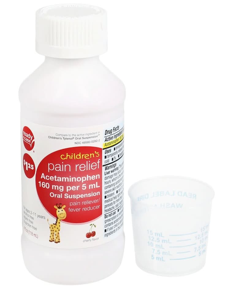 Ready in Case Children's Acetaminophen 160 mg Oral Suspension Pain Reliever, Cherry (4 oz)