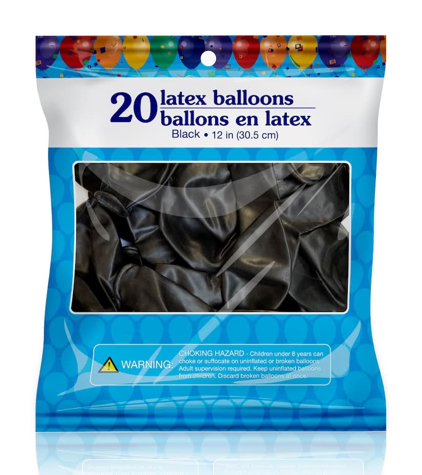 Standard Latex Balloons, 12 in, Black (20 ct)