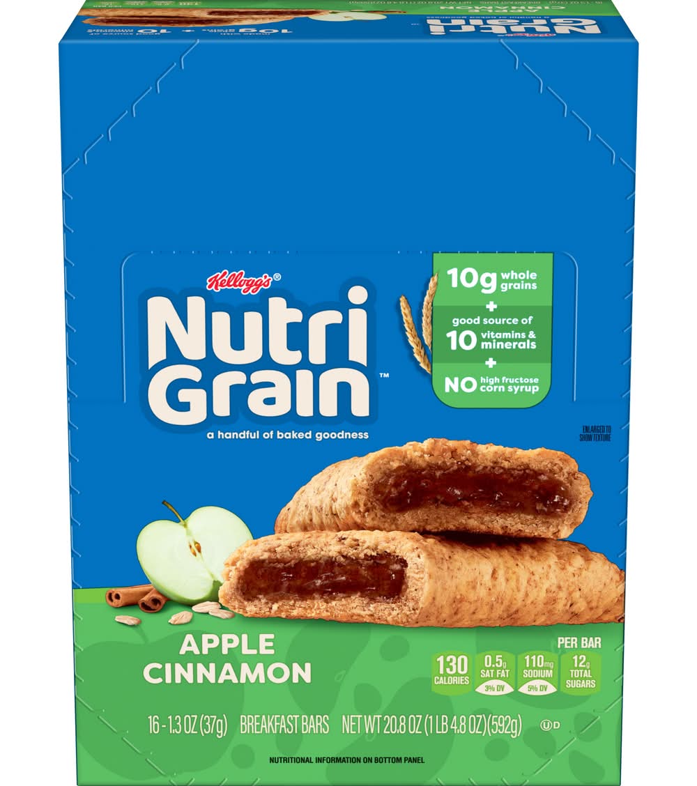 Kellogg'S / Kellanova Apple Cinnamon Nutri Grain Cereal Bar (16 ct, 1.3 oz)