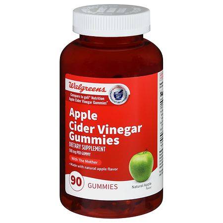 Walgreens Apple Cider Vinegar Gummies With the Mother 500mg Natural Apple ( 90 ct )