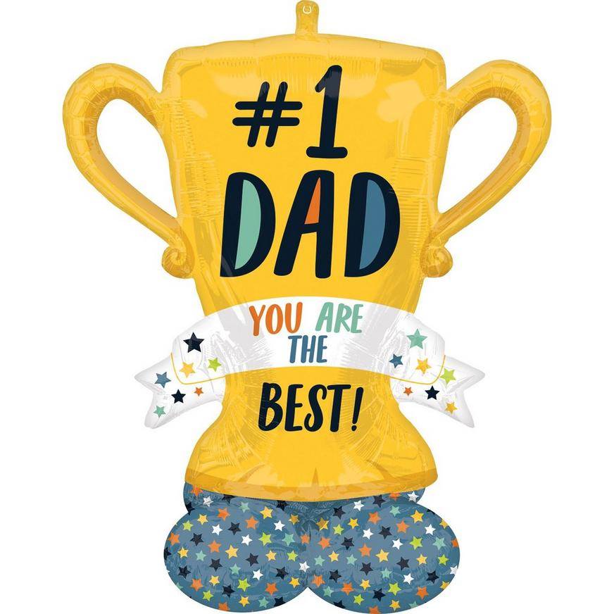 Uninflated AirLoonz Number One Dad Trophy Balloon, 38in x 43in