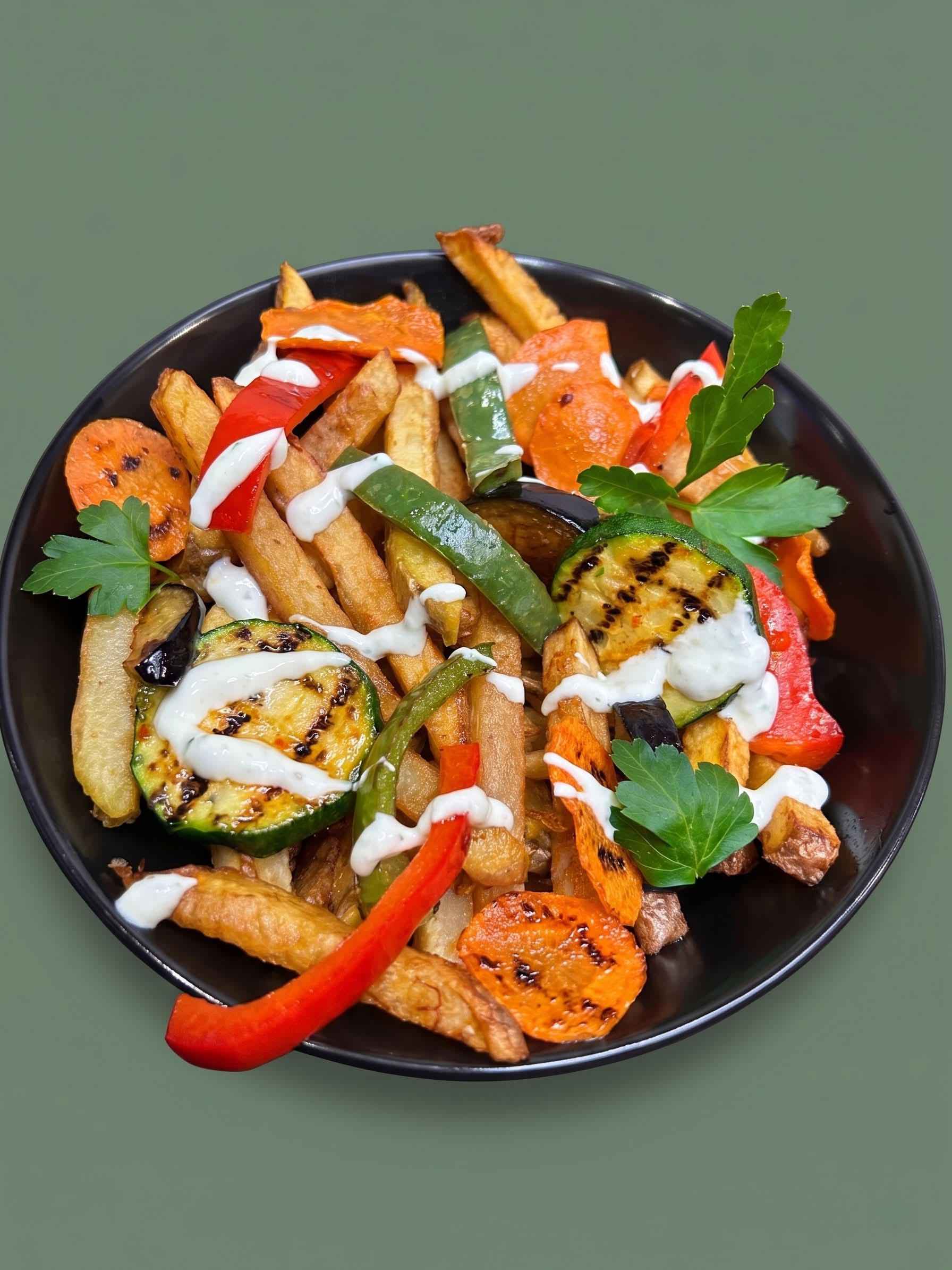 Barquette Frites maison& Légumes Grilés