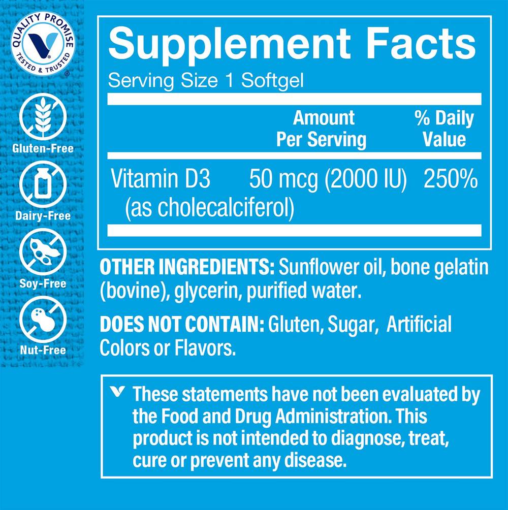 The Vitamin Shoppe D3 2,000 Iu Dietary Supplement Softgels