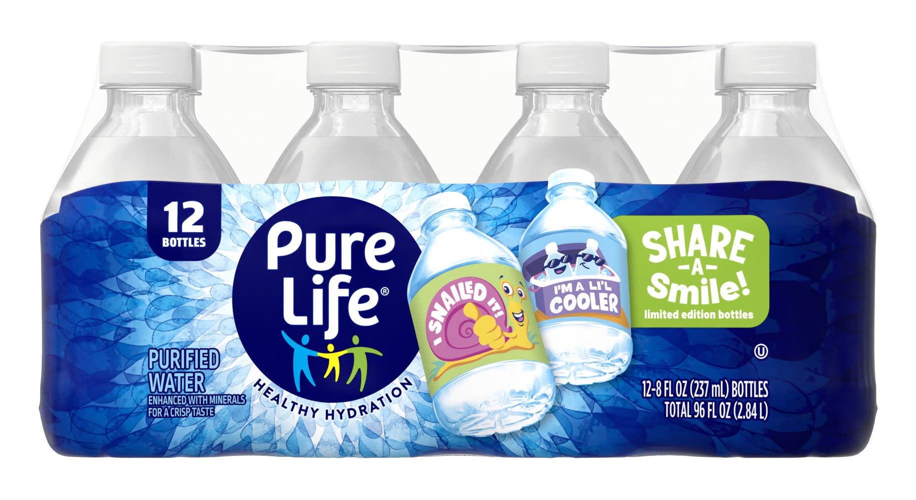Pure Life Share a Smile Limited Edition Purified Water (12 x 8 fl oz)
