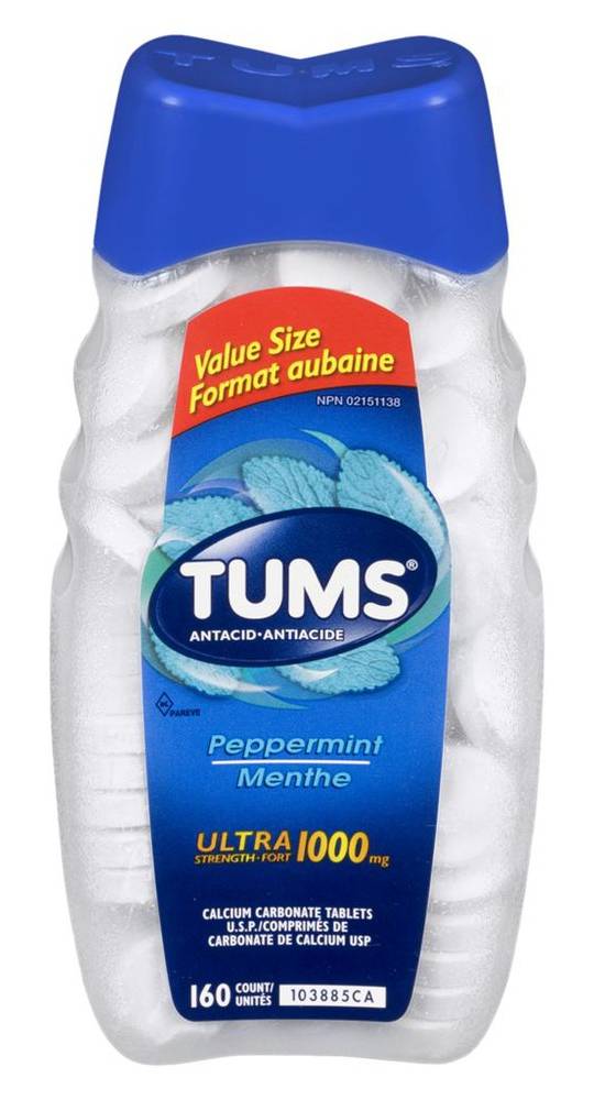 TUMS antiacides ultra-forts à saveur de menthe - antacid peppermint ultra strength tablets 1000 mg (160 units)