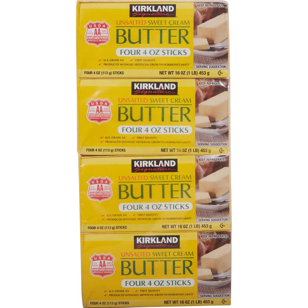 Kirkland Signature Unsalted Sweet Cream Butter, 4 oz, 4-count