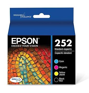 Epson T252 Black/Cyan/Magenta/Yellow Standard Yield Ink Cartridge, 4/Pack (T252120-BCS)