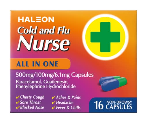 Haleon Cold & Flu Nurse All in One Non Drowsy Capsules (16 pack)