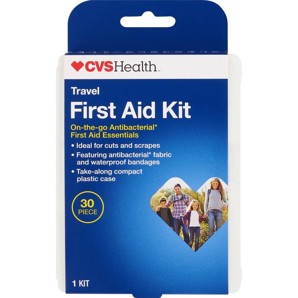 CVS Health Travel First Aid Kit, Antibacterial Essentials, 30 Piece