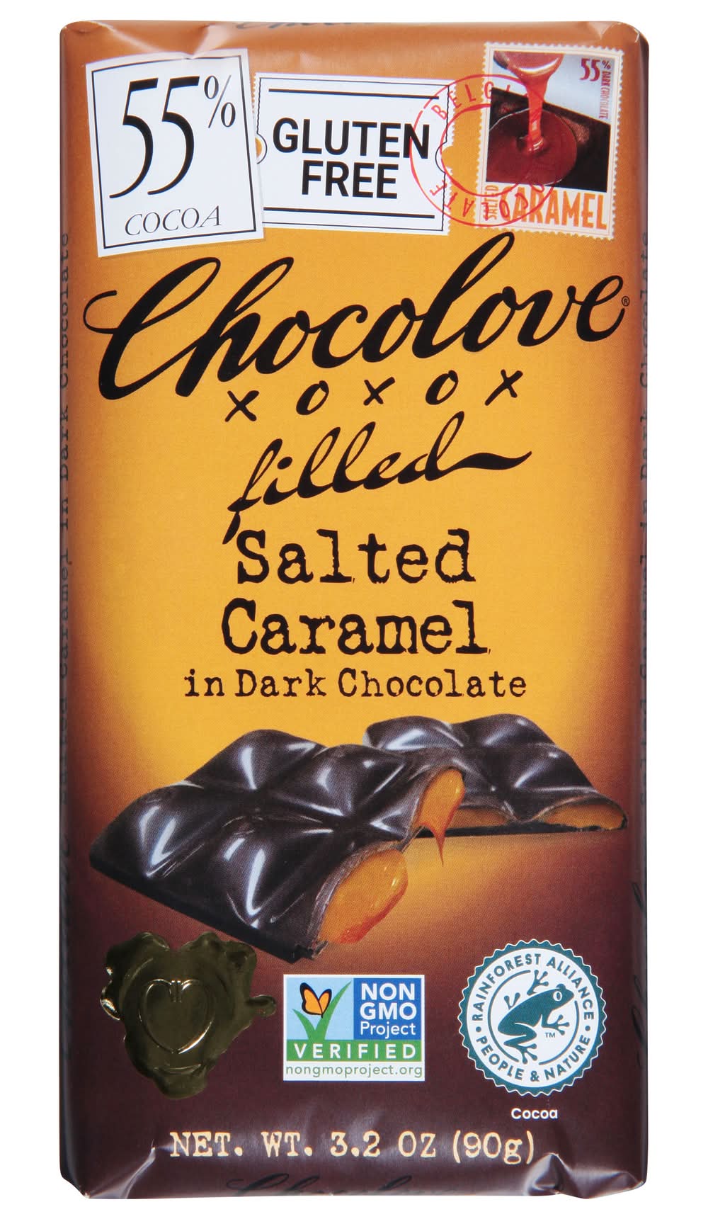 Chocolove Dark Chocolate Bar, Salted Caramel (3.2 oz)
