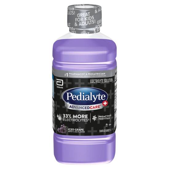Pedialyte Advancedcare Plus Electrolyte Solution Iced Grape (33.8 fl oz)