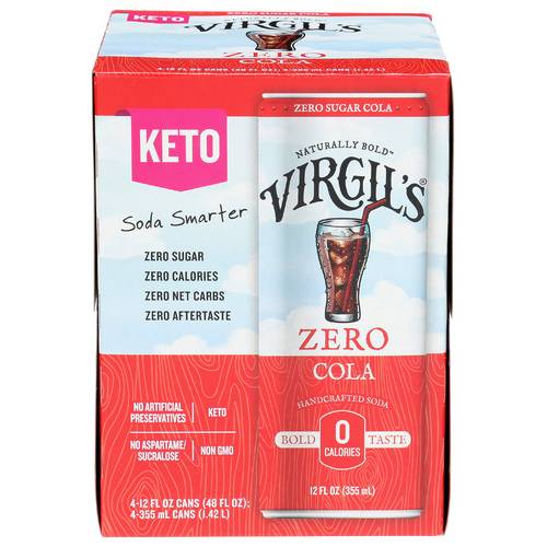 Virgil's Zero Sugar Keto Soda (4 pack, 12 fl oz) (cola)