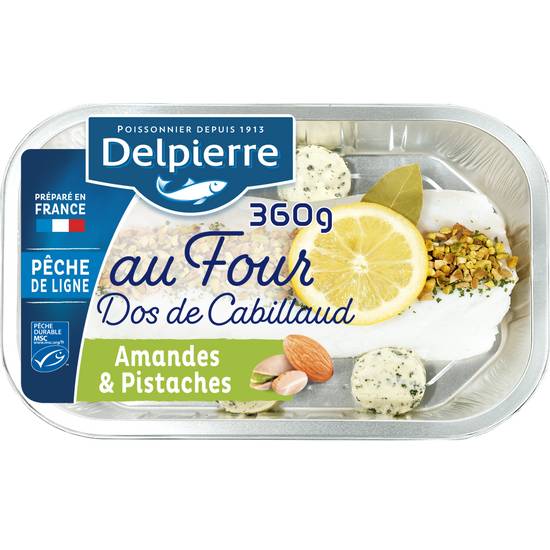 Delpierre - Dos de cabillaud amande pistaches et basilic