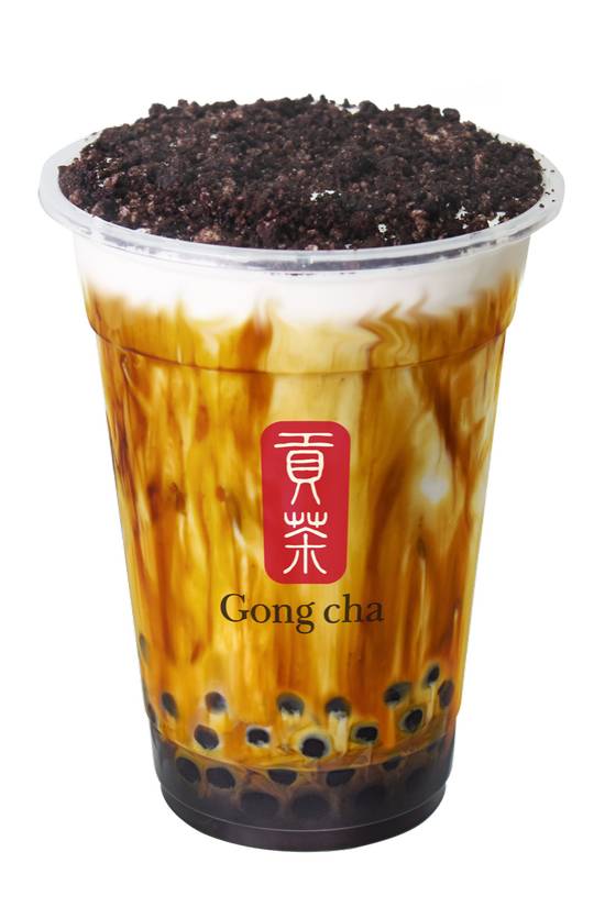 Brown Sugar Pearl Oolong Milk Tea with Oreo Milk Foam