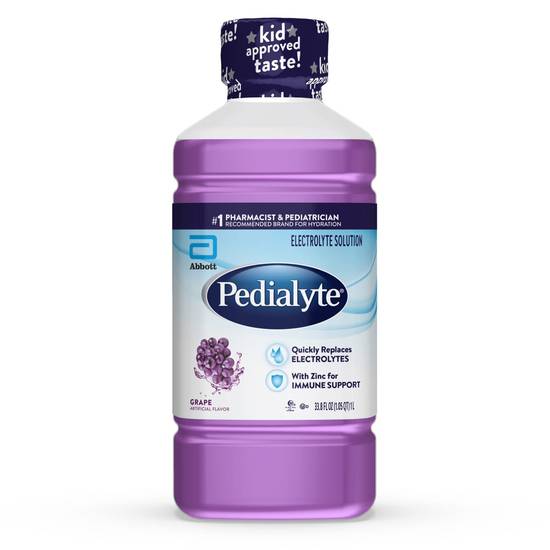 Pedialyte Electrolyte Solution Grape Flavor, 33.8 FL OZ