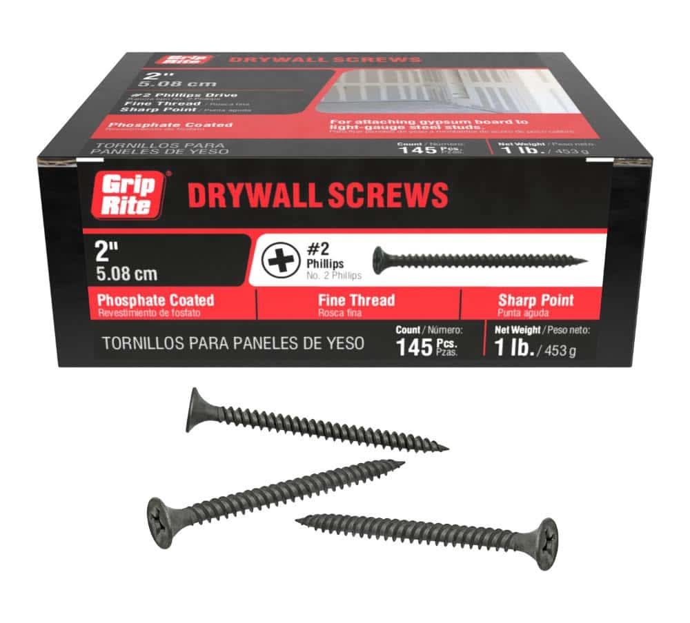Grip-Rite #6 X 2 In. #2 Phillips Bugle Head Fine Thread Drywall Screws 1 Lb. Box