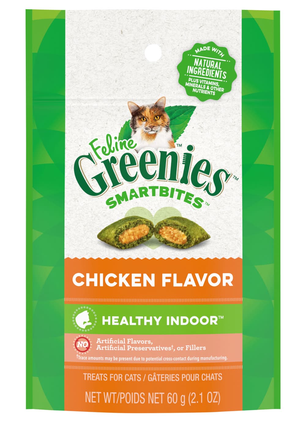 Greenies Feline Smartbites Healthy Indoor Cat Treats, Chicken (2.1 oz)