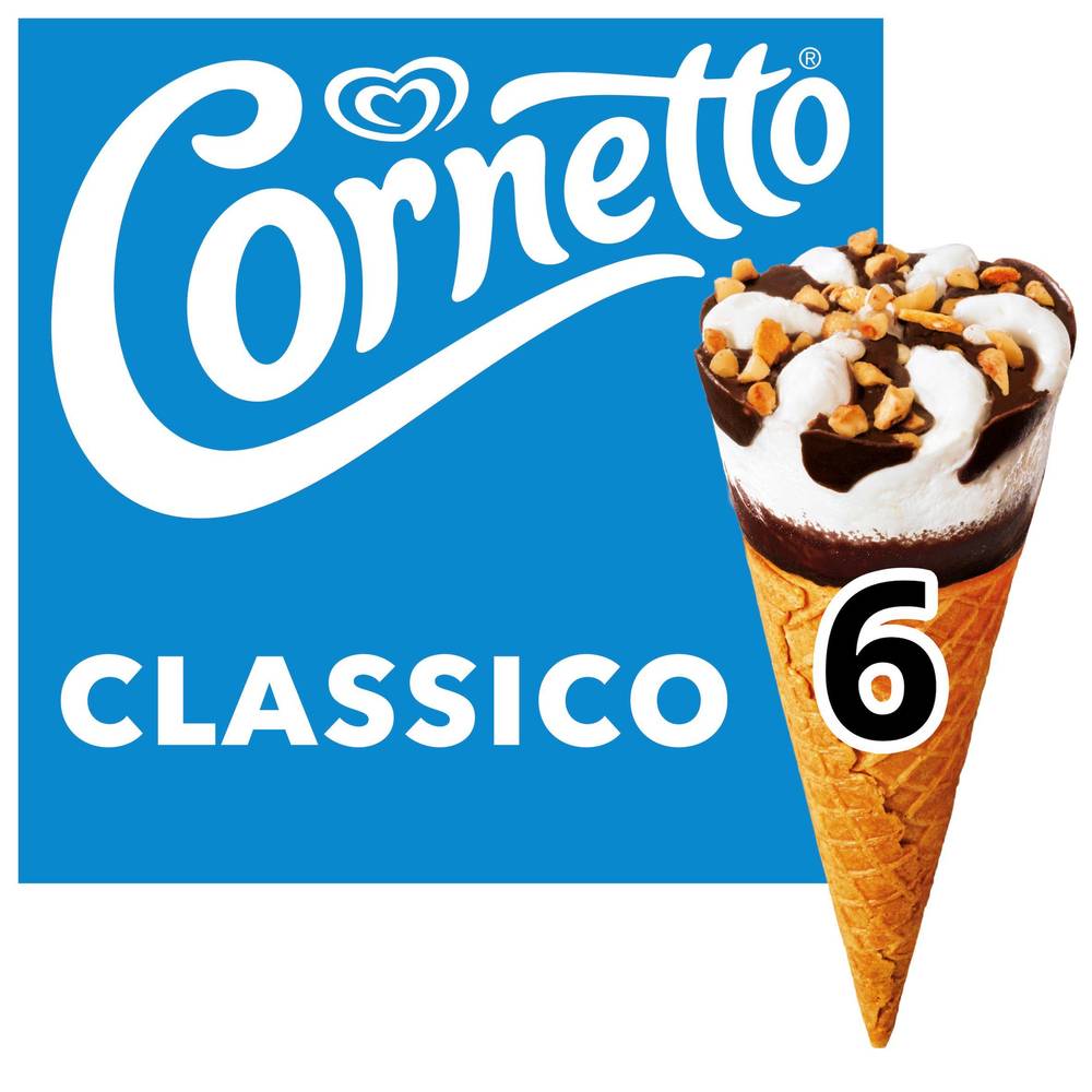 SAVE £1.25 Cornetto Classico Ice Cream Cones 6x90ml