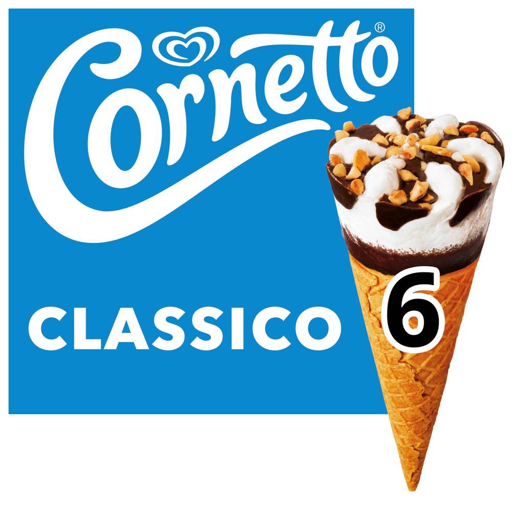 Cornetto Classico Ice Cream Cones 6x90ml